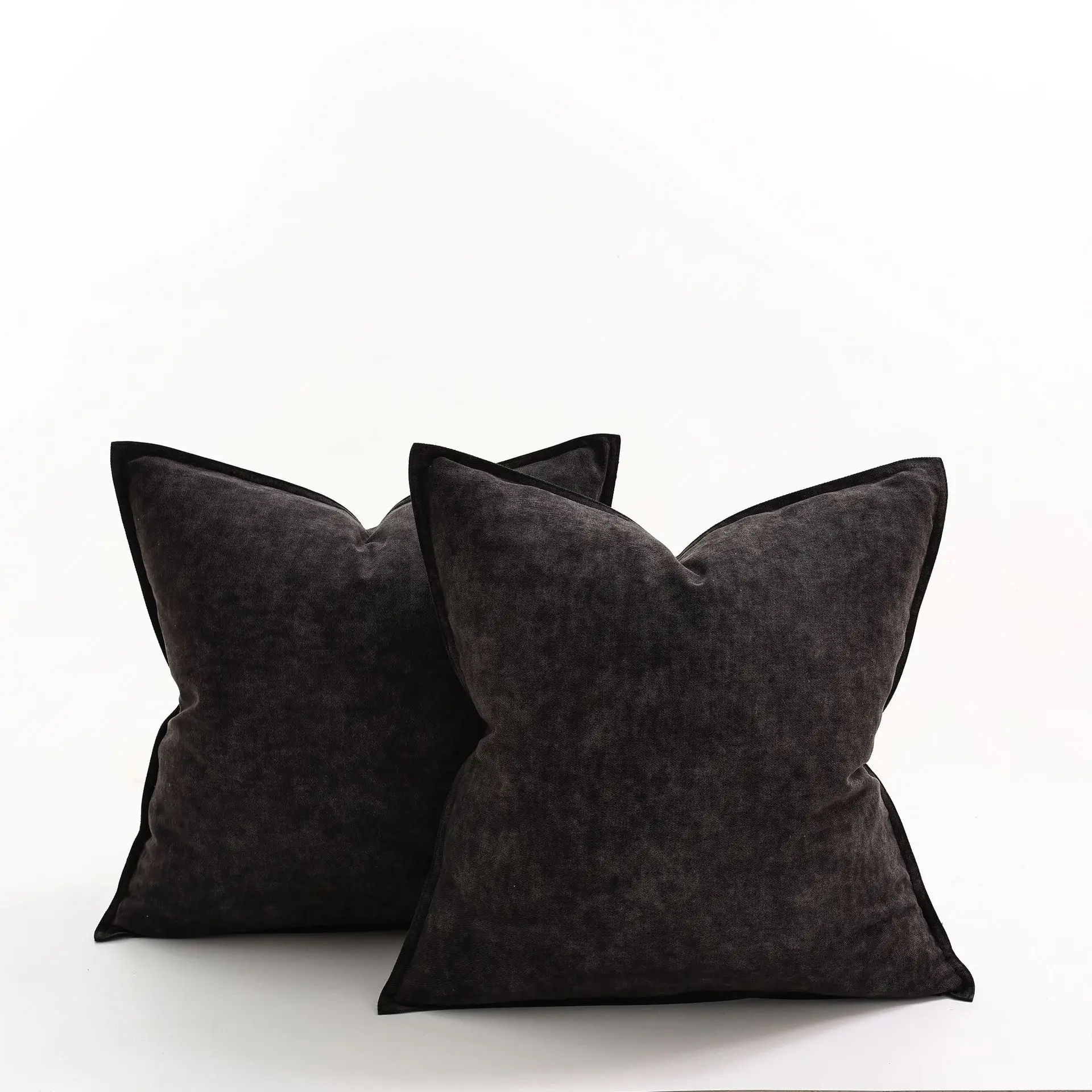 Nordische Minimalistische Denim-Patchwork Kissenbezüge Luxuriöses Karomuster Einfarbige Chenille Dekorative Kissenhüllen für Sofa und Bett – Detail 16