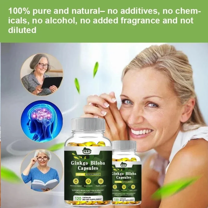 YUXIT Organic Nutricost Ginkgo Biloba 500mg Extra Strength Ginkgo Biloba Extract Gluten Free 120 Capsules