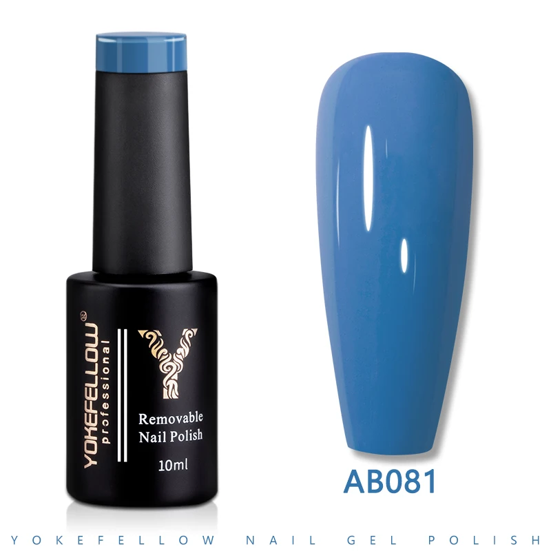 

YOKEFELLOW UV LED Gel Nail Polish Blue AB081 10ML Professional Semi-permanent Gel Varnishes for Nails