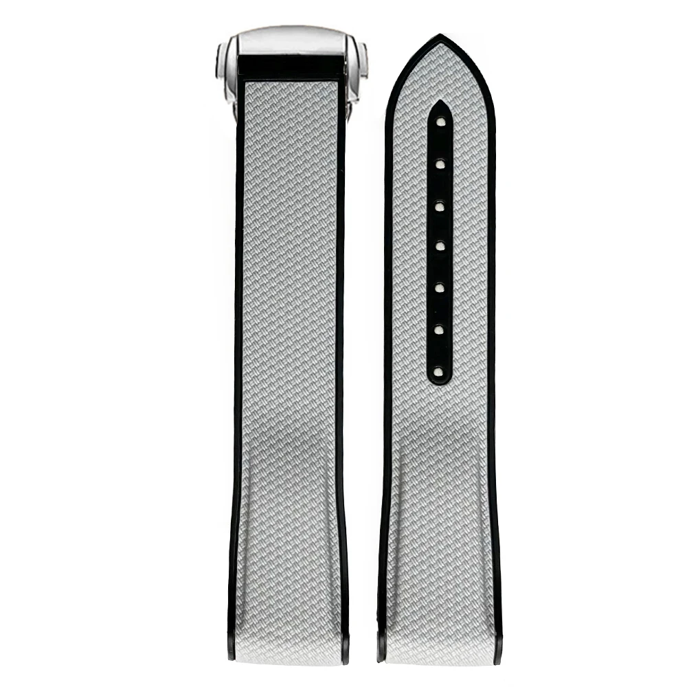 Enhanced Silicone Sport Strap with Curved End and Folding Buckle - 20mm Watch Band