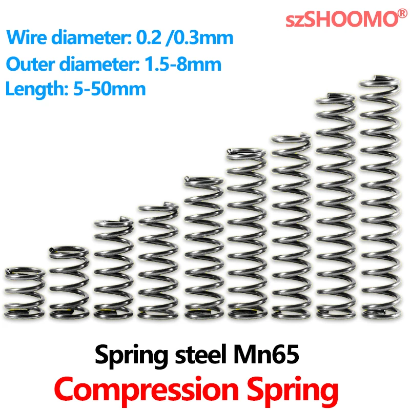 10Pcs Helical Compression Spring Select Wire Dia 0.5mm OD 3-7mm Length 5-50mm 