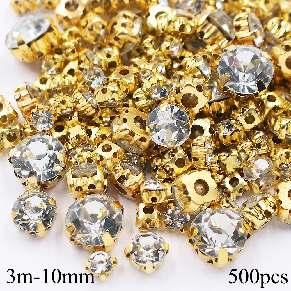 Sew Rhinestone Crystals Gold Claw  Sew Rhinestones Gold Silver -  20/50/100pcs - Aliexpress