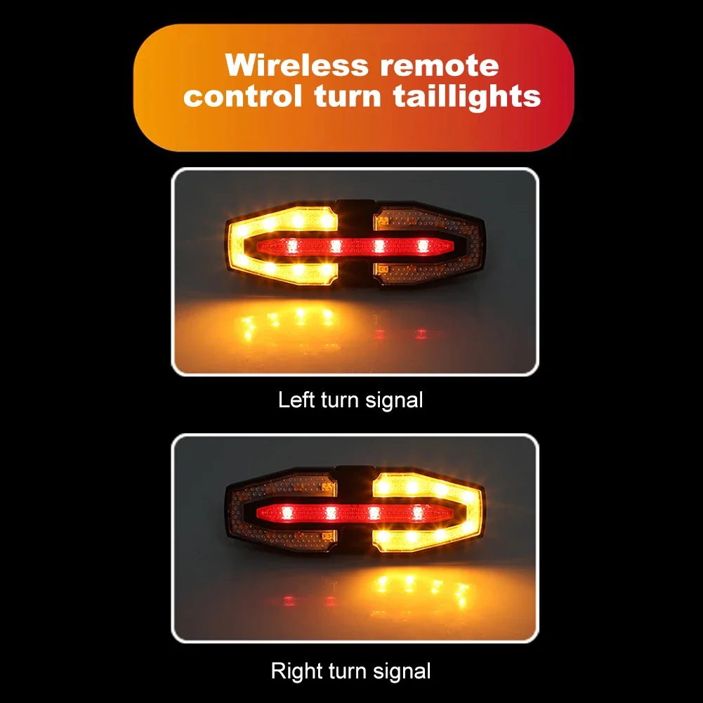 Bike Tail Light with Turn Signals Warning Cycling Light Wireless Remote Control  5 Light Modes for Night Riding Bike Rear Light