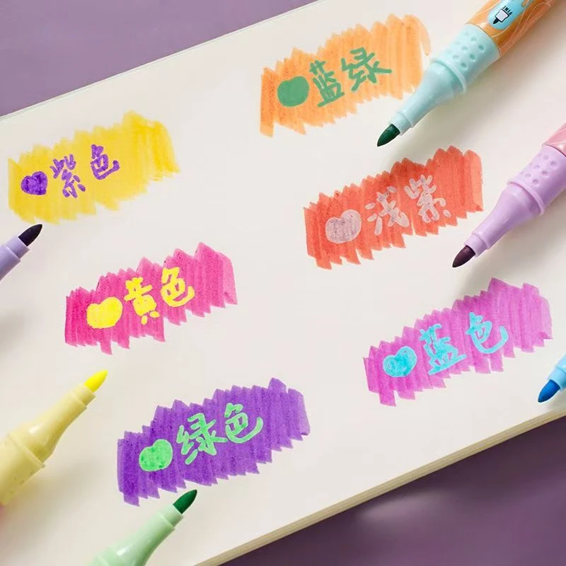 6 قطعة مجموعة أقلام تحديد برأسين طالب صنع اللوحة م...