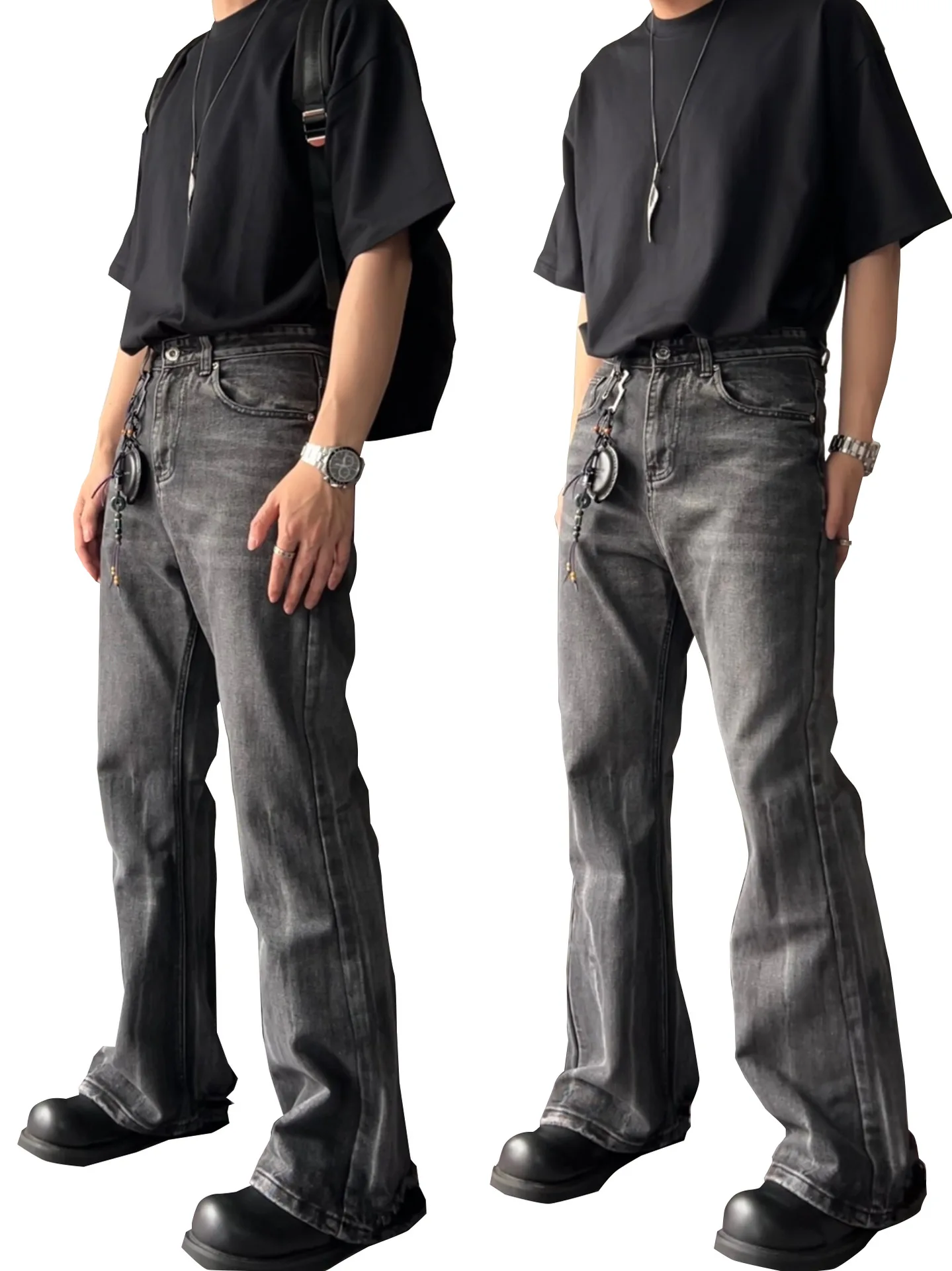 

Новинка 2023, черные, черные, серые рваные джинсы-ботинки firmранчо, длинные расклешенные брюки для мужчин и женщин большого размера Cleanfit, бесплатная доставка