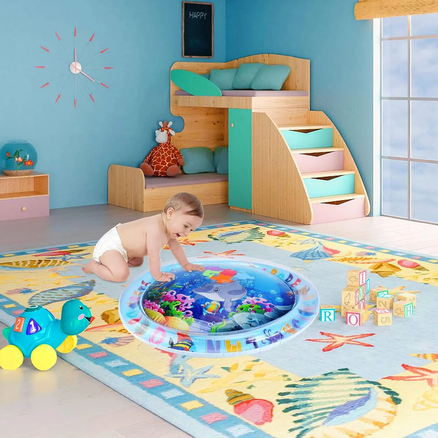 Baby Inflatable Water Mat, Water Play Mat, Baby Toys Activity Mat, Aquarium Mat, Promote Baby Motor And Sensory Development, Gro 4