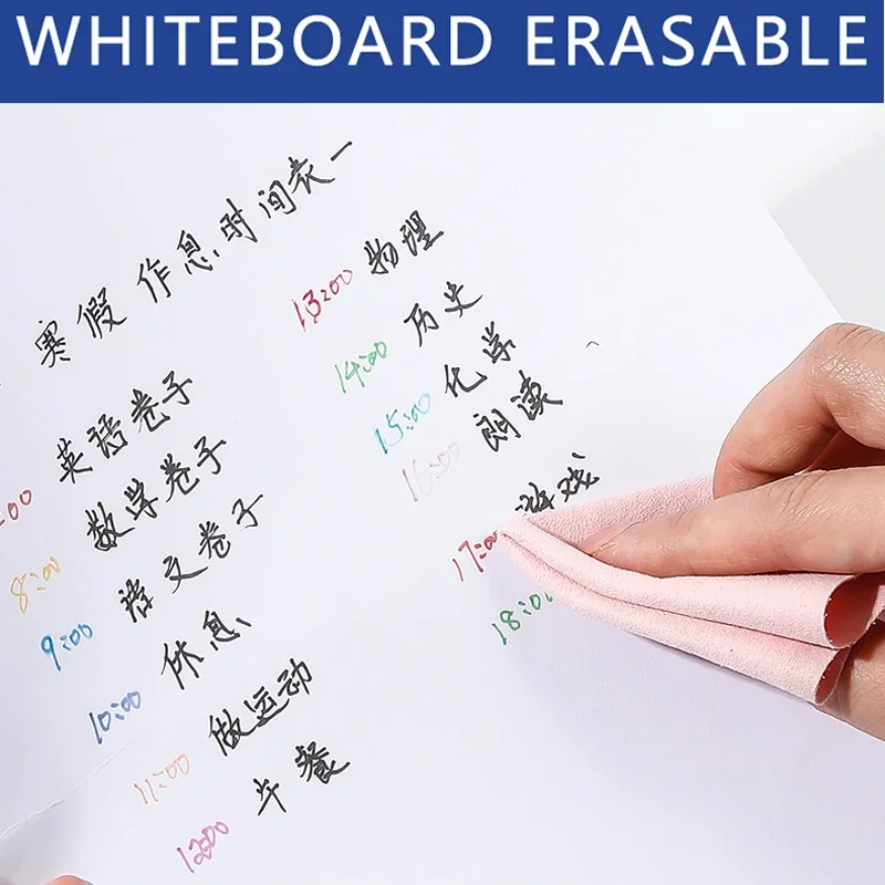 6pcs Color Erasable Whiteboard Pen 0.5mm Dry Erasing Pen Office Teaching Examination Art Marker