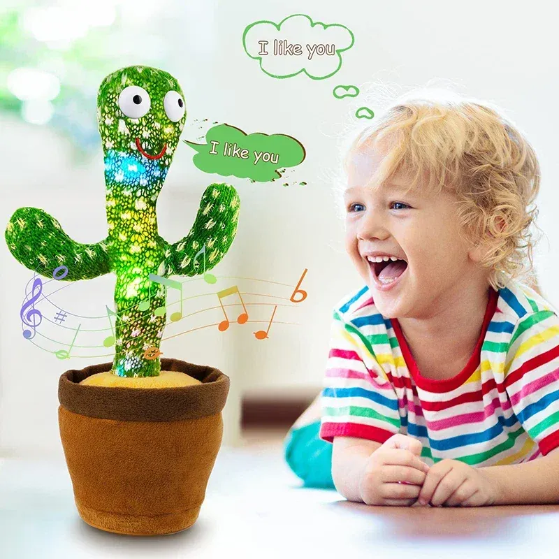 Dancing Cactus Song Speaker Talking Usb Battery Voice Repeat Plush Cactu Dancer Toy Talk Plushie Stuffed Toys For Kids Gift