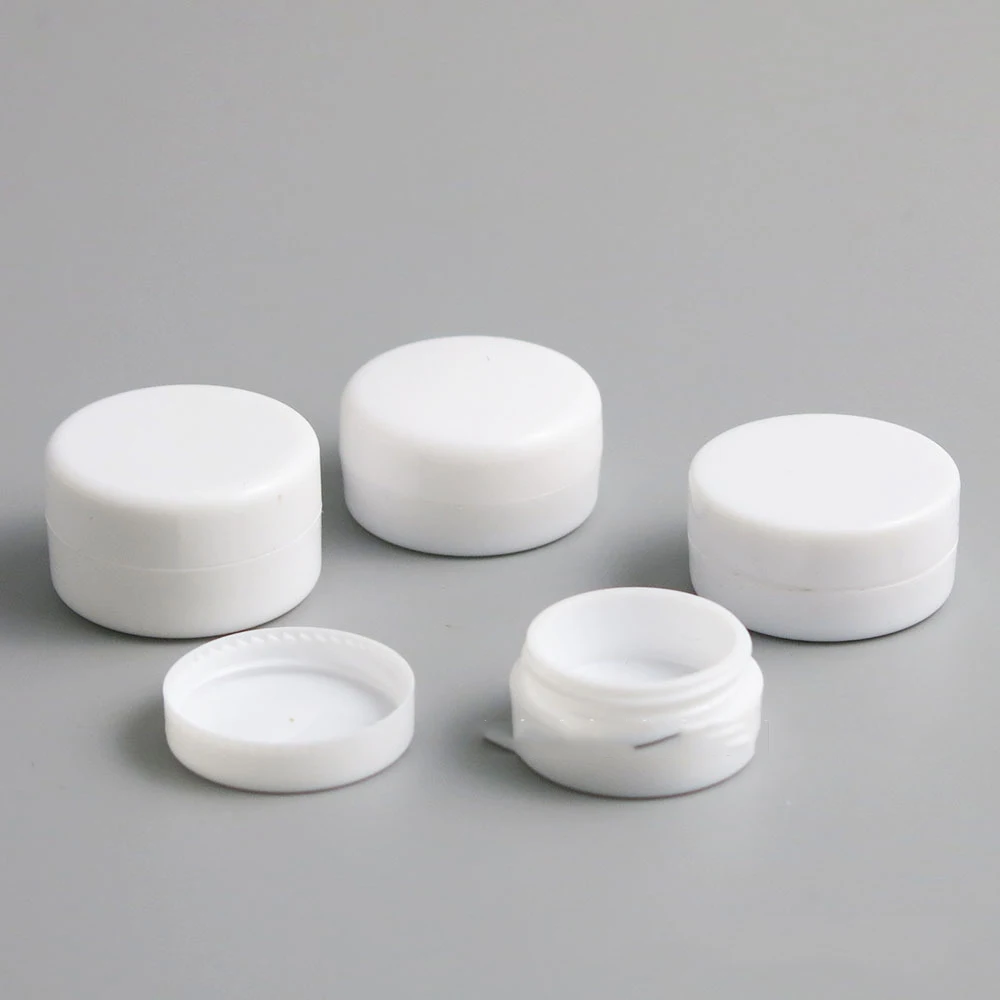 100Pcs 1g 2g 3g 5g Mini White Plastic Empty Jar Pot Travel Cosmetic Sample Makeup Face Cream Containers Nail Art Organizer Home