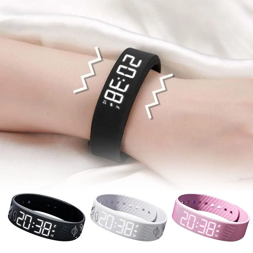 LED 디지털 알람 시계, 조절 가능 방수 알람 팔찌, 스누즈 기능, 걸음 수 측..
