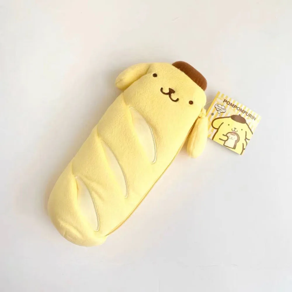 

Мультяшные креативные канцелярские сумки Sanrio с помпоном из хлеба, милые забавные плюшевые ранцы для студентов, Настольная сумка для хранения косметики