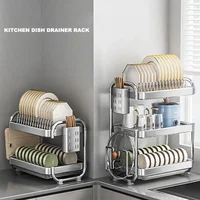 Stainless Steel Dish Drainer Kitchen Storage Organizer Bowl Rack with Drain Tableware Holder Cupboards 1