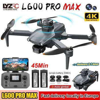 L600 PRO MAX GPS Drone Professionale 4K HD Macchina Fotografica 3-Axis Gimbal 2 Batterie Evitamento Ostacoli Brushless WIFI RC Quadcopter Giocattoli