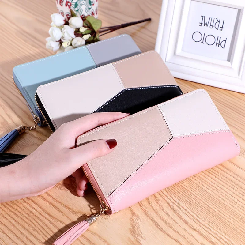 

Fashion Women Genuine Leather Wallet Blocking Tri-fold Credit Card Holder Luxury Long Female Phone Clutches Womens Wallet D11