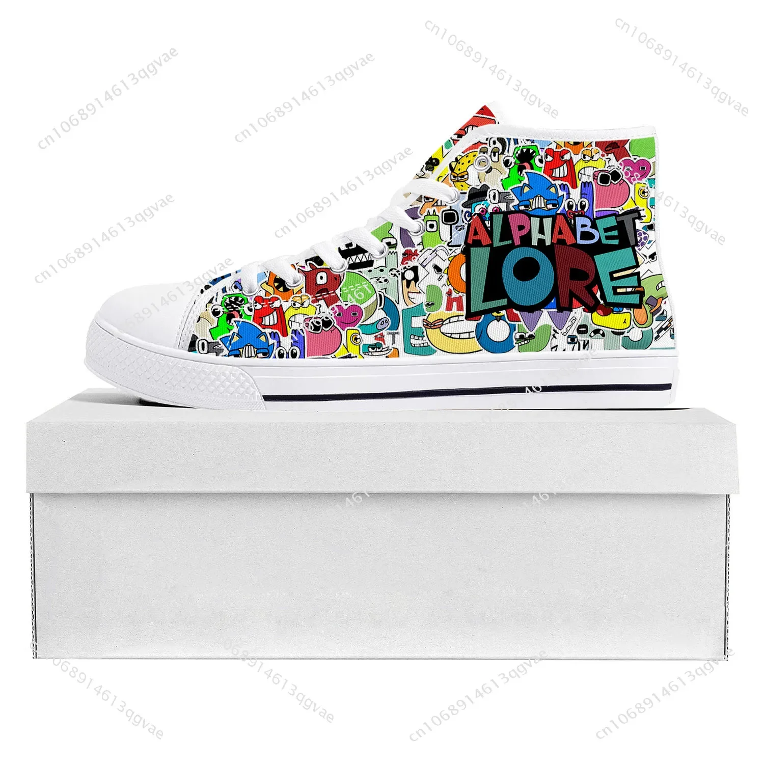 Alphabet Lore High Top High Quality Sneakers Mens Womens Teenager Canvas Sneaker Casual Couple Shoes Custom Made Shoe White