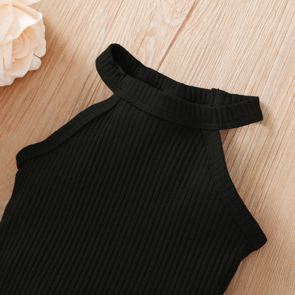 2PCS Baby Girl Clothing Set Ribbed Hanging Neck Top+Short Skirt Fashion Korean Style Summer Outfit for 3-24Months Toddler Girl 3