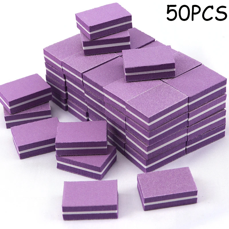 

50Pc Professional Mini Nail Art buffer 100/180 Sandpaper Manicure Care File Sanding Polishing Nails File Grinding Equipment Tool