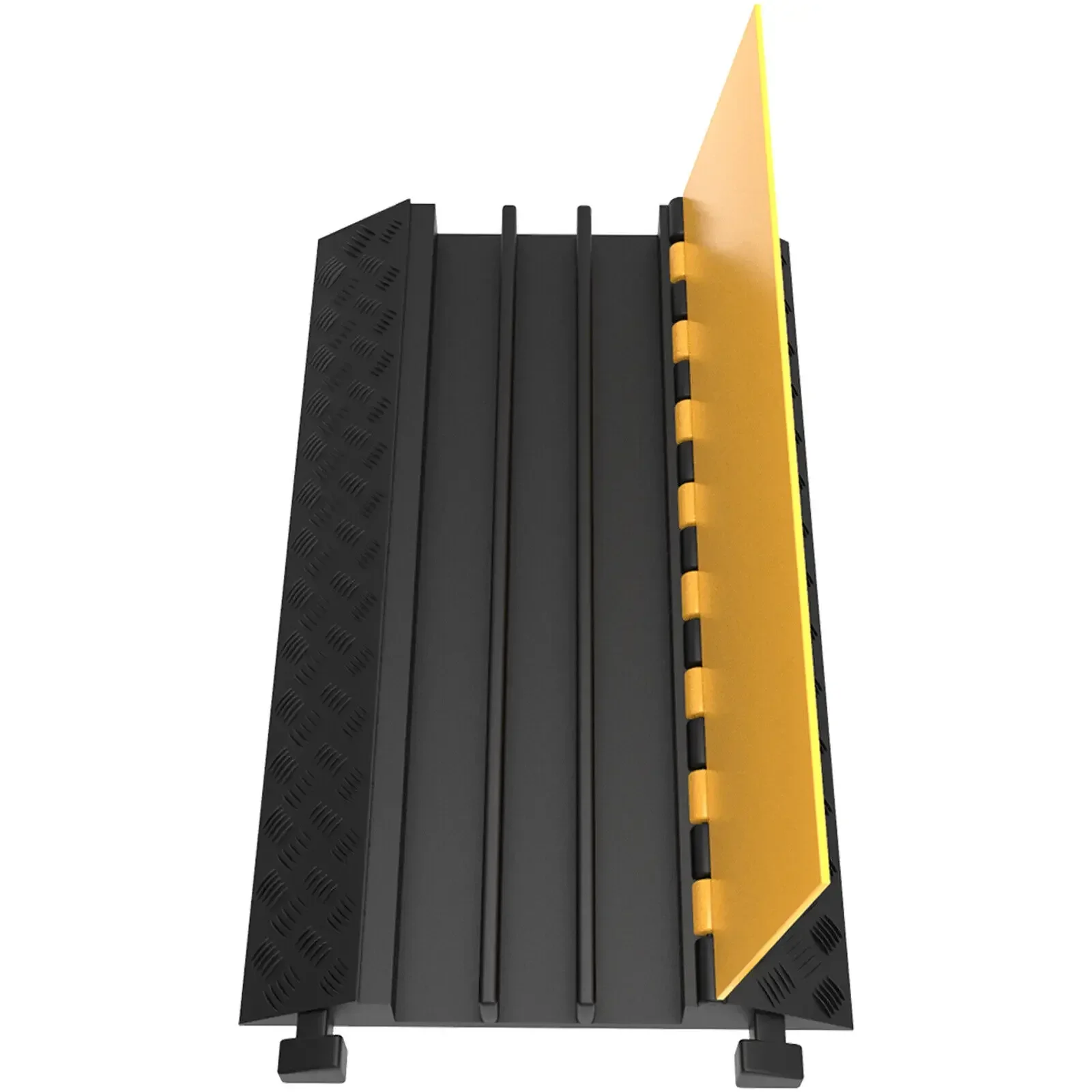 VEVOR 1 Pack of 3-Channel Rubber Cable Protector Ramps Heavy Duty 44000Lbs Load Capacity Cable Wire Cord Cover Ramp Speed Bump