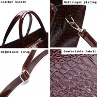 Sac à main de luxe Vintage motif Crocodile pour femmes, fourre-tout de grande capacité, sac à bandoulière d'affaires en cuir pour femmes 5
