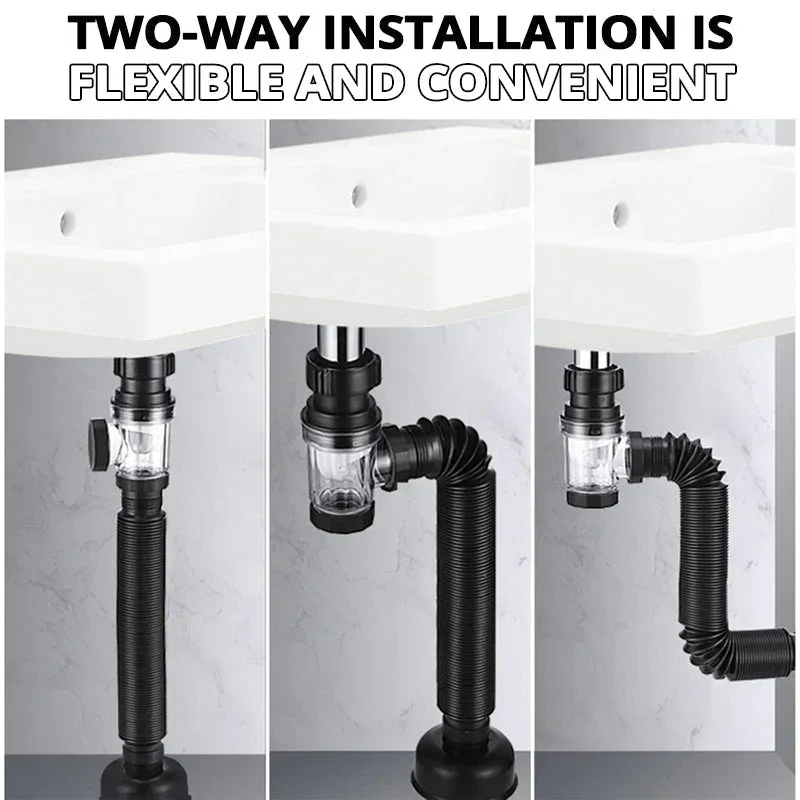 Flip Top Sink Drain Pipe Set Retractable Deodorant Sewer Drainage Water Hose Wash Basin Drainer Bathroom Kitchen Accessories 2