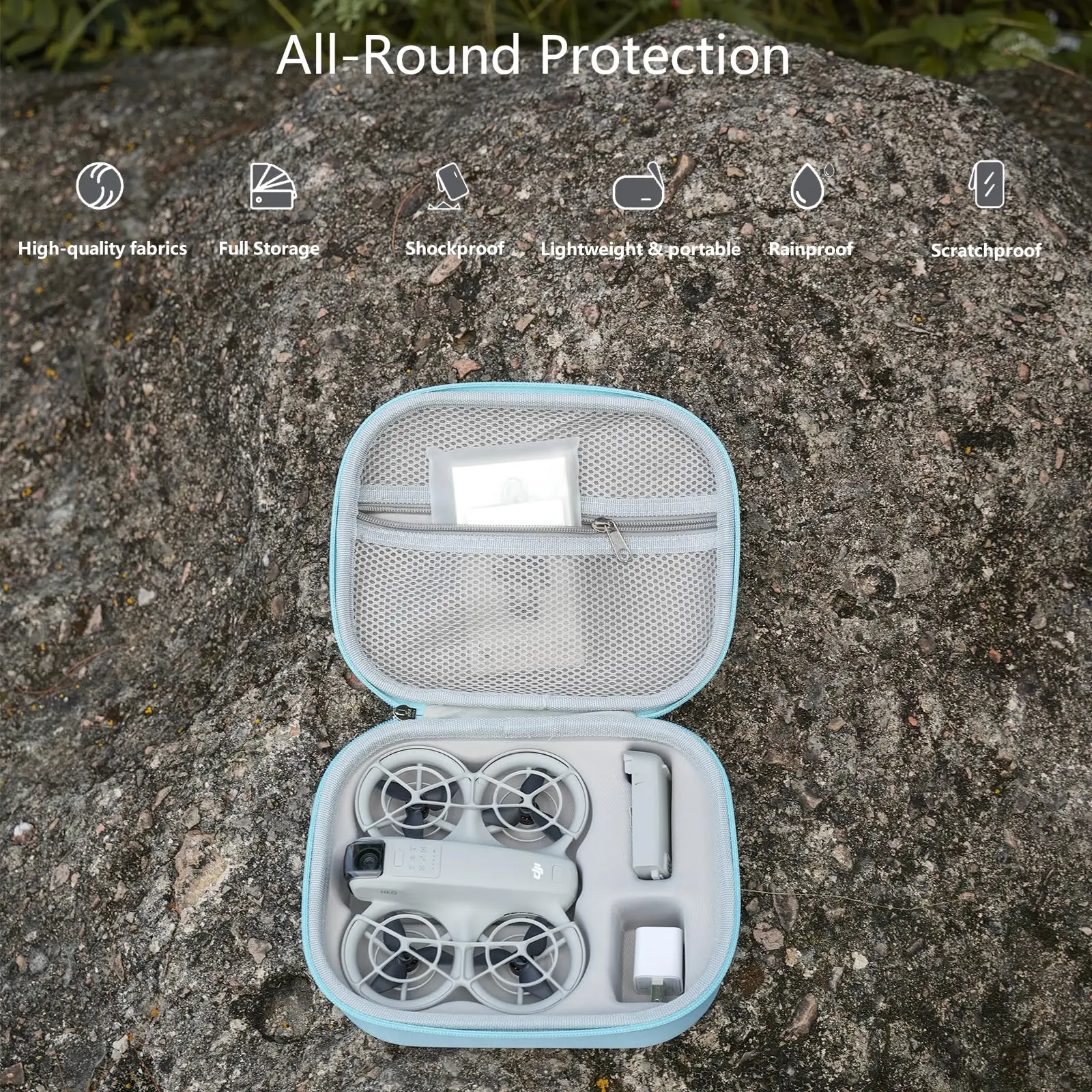 Storage Bag for DJI Neo Portable Hard Travel Carrying Case with YKK Zipper for DJI Neo Drone Aceessories-Blue