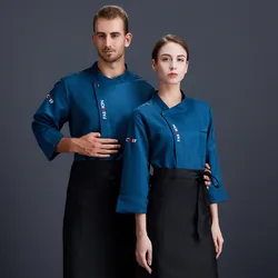 C693 Chef's Work Clothes Hotel Kitchen Work Uniforms Western Restaurant Back Chef's Clothes Long Sleeves Plus Size Waiter Coat