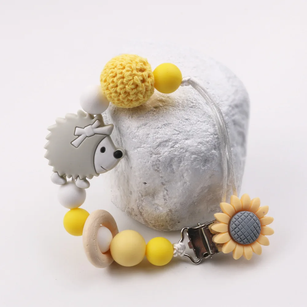 Pacifier Chain Pacifier Clip Pacifier Accessories Baby Pacifier Clip Chain Food Grade Hedgehog Silicone Beads Infant Pacifier Holder Nipple Chain Gift