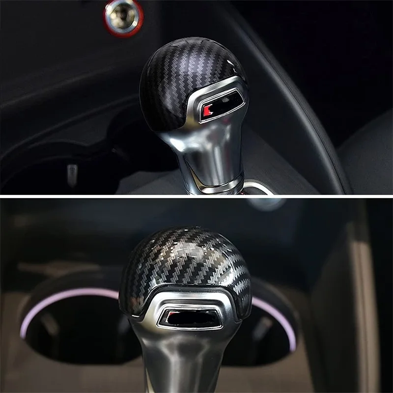 Carbon Fiber Pattern Gear Shift Knob Handle Trim Cover Sticker Fit For Audi A3 S3 2014 2015 2016 2017 2018 Car Accessories