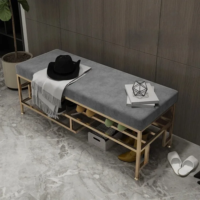 Super Soft Velvet Light Luxury Shoe Changing Stool Comfortable Cushion Home Doorway Seat Delicate Tread Line Nordic