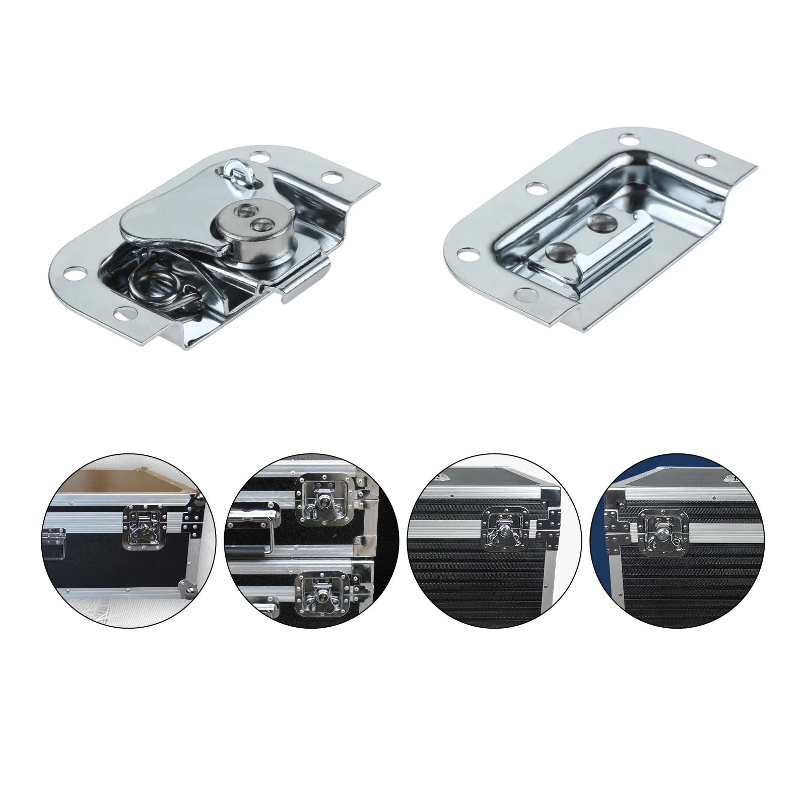 1pc Metal Butterfly Twist Latch 82*77mm Built-in Invisible Lock Spring Loaded Recessed Buckle Road Case Flight Box Toolbox Chest