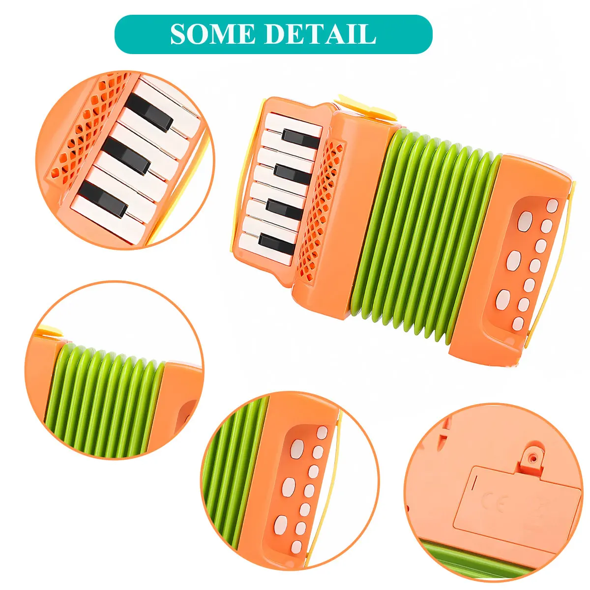 Kid Mini Accordion Toy Children Music Instrument Educational Gift for Toddlers Beginner Interest Development Play with 40 Songs 5
