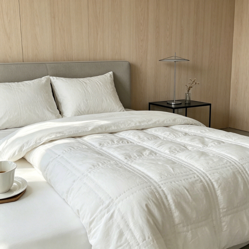 Breathable Seersucker Bedding Set Soft Light Summer Quilt Modern Style All Season Bed Linens For Home Bedroom Night Sleep