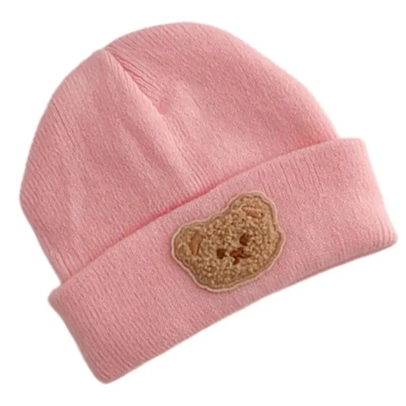 Baby Hat Autumn Winter Cartoon Knitted Warm Bonnet Caps Solid Color Breathable