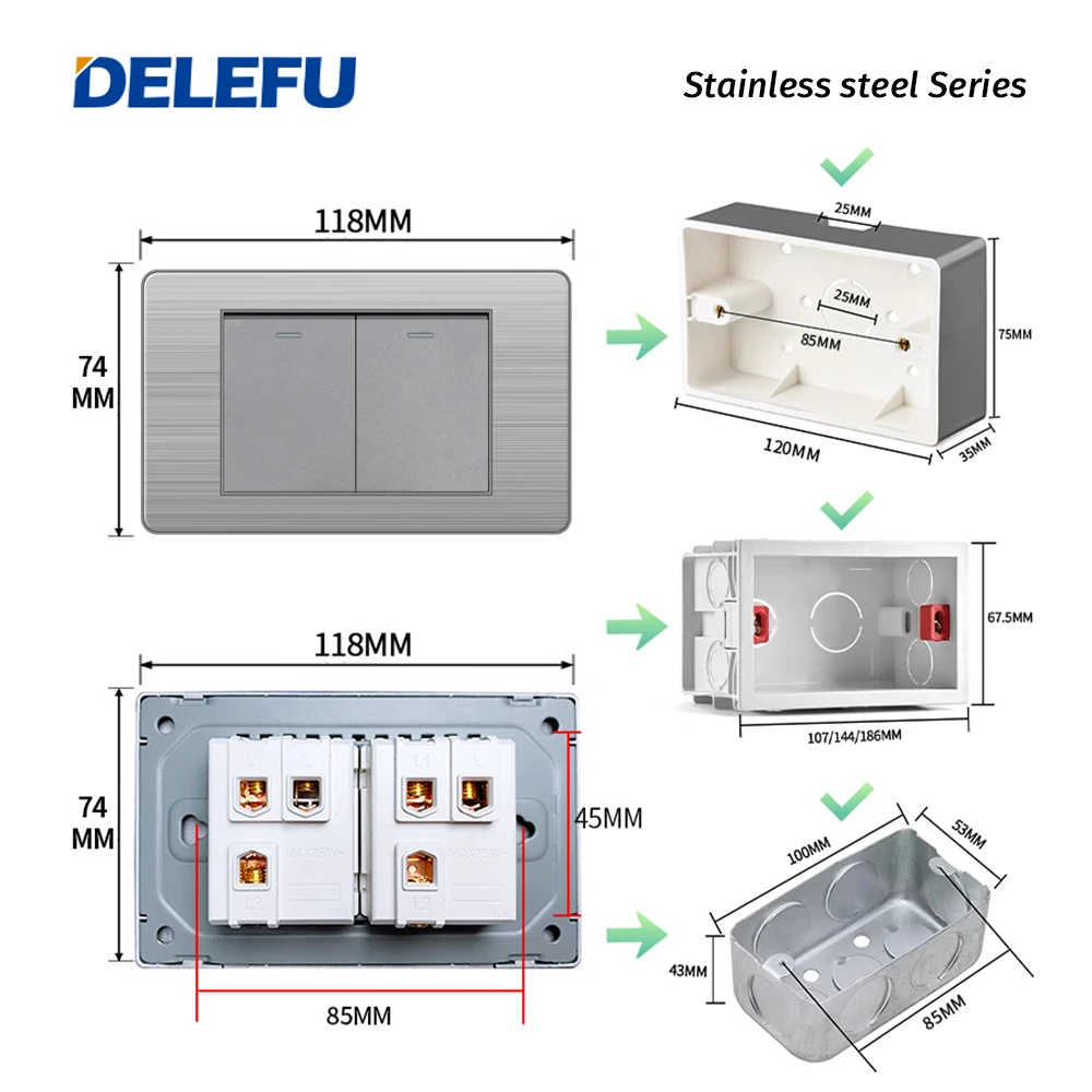 delefu tomada de parede painel aco inoxidavel 01