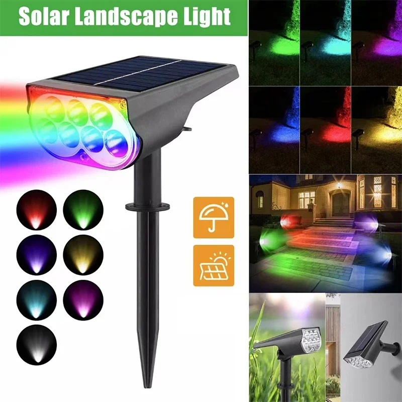 1/2/3Pcs Solar Powered 7LED Lamp Adjustable Solar Spotlight In-Ground IP65 Waterproof Landscape Wall Light Outdoor Lighting