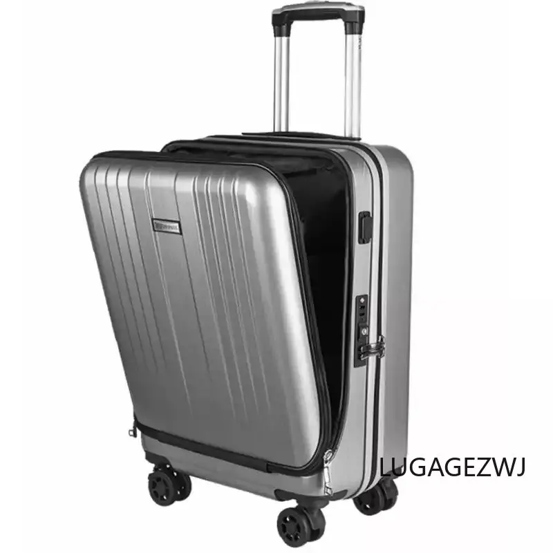 

Front Open Rolling Luggage Trolley Case With USB Charging Port Men's Business Travel Luggage Multi-functional Carry-on Suitcase