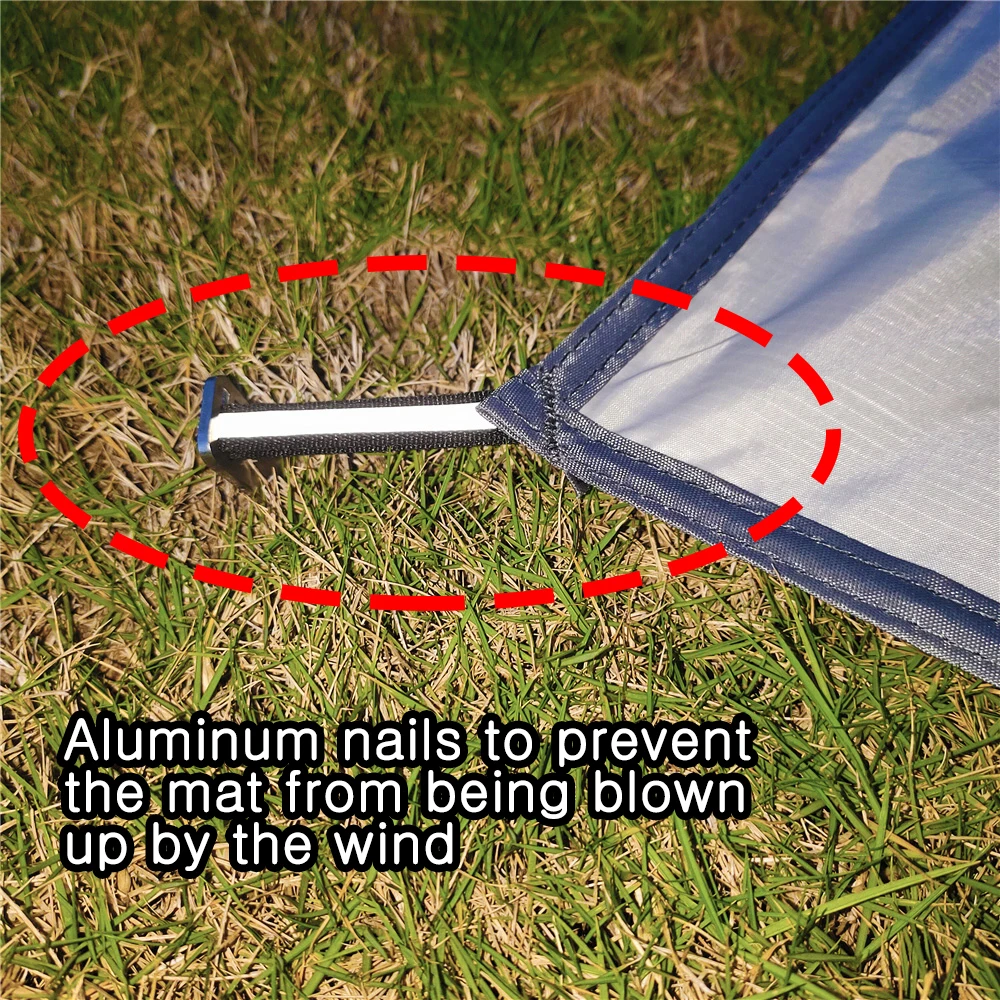 Pocket-Picnic-Mat-with-Windproof-Stakes-Folding-Mini-Camping-Mat-Portable-Outdoor-Waterproof-Beach-Mat-Tent.jpg Pocket Piknik Szőnyeg Szélálló Téttel Összecsukható Mini Kemping Hordozható Kültéri Vízálló Tengerparti Sátor Földlemez - Image 5