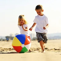 Summer Inflatable Colored PVC Beach Ball Kids Outdoor Pool Interactive Ball Sports Toys Colored Striped Water Balloons Fun Gifts 2