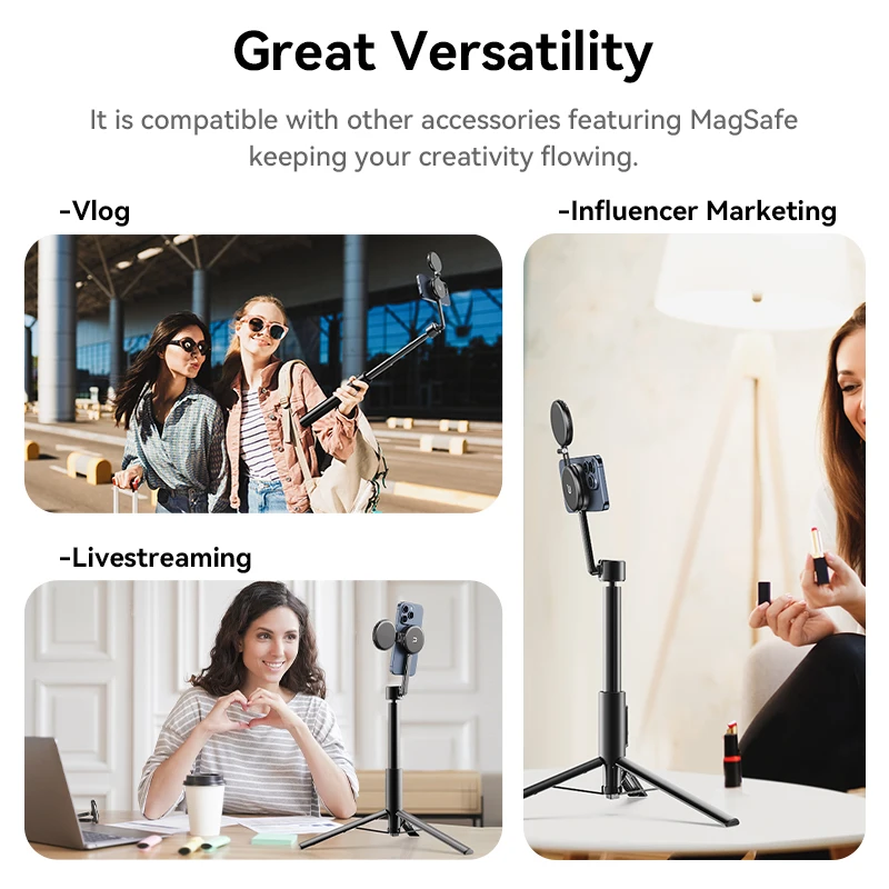 Ulanzi MG-002 Max 1.64m / MG-003 Pro 1.36m Magnetic Phone Selfie Stick Extendable Tripod for iPhone 16 15 14 13 Photograph Vlog
