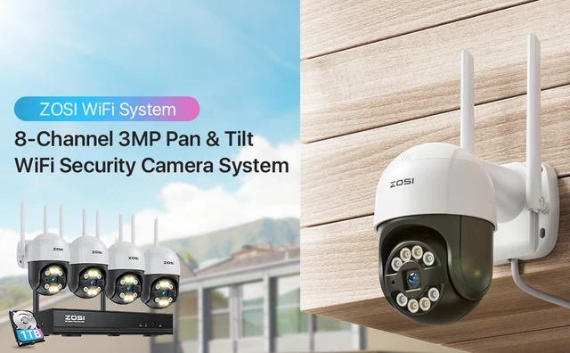 ZOSI 2K Indoor Pan/Tilt Security Camera, 2 Pack C518 2.4G/5G Dual-Band WiFi Smart Home Cam, 360 Degree Baby Pet Monitor with Phone App, Human Detectio ZOSI 2K PTZ Wireless Security Camera System,3MP 8CH WiFi NVR with