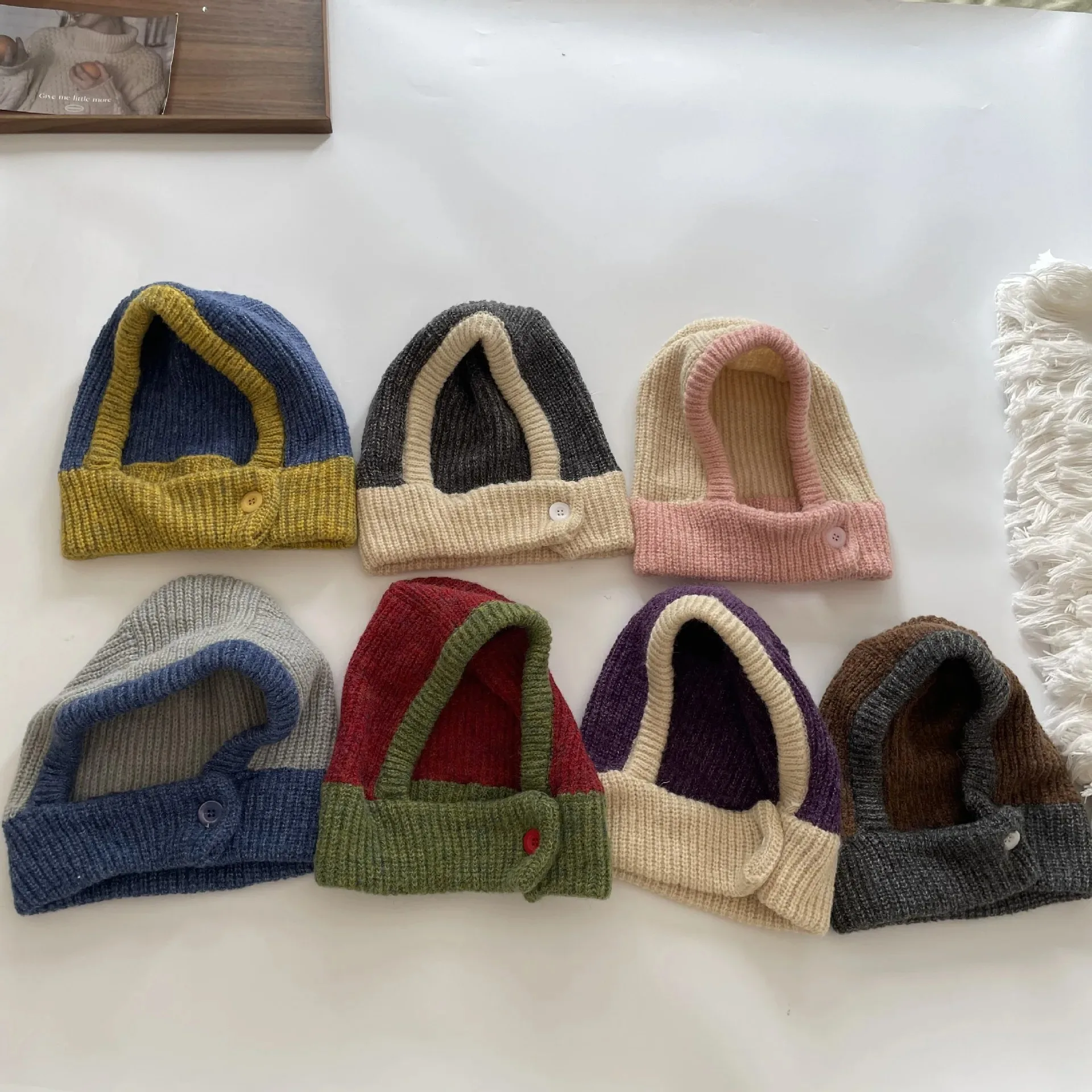 Fashion Baby Knit Hat 2023 Retro Style Children's Wool Hats Head Ear Neck Protection Warmth Caps Kids Beanie Cap retro small envelope environmental protection paperback paper envelopes 10pcs free shipping