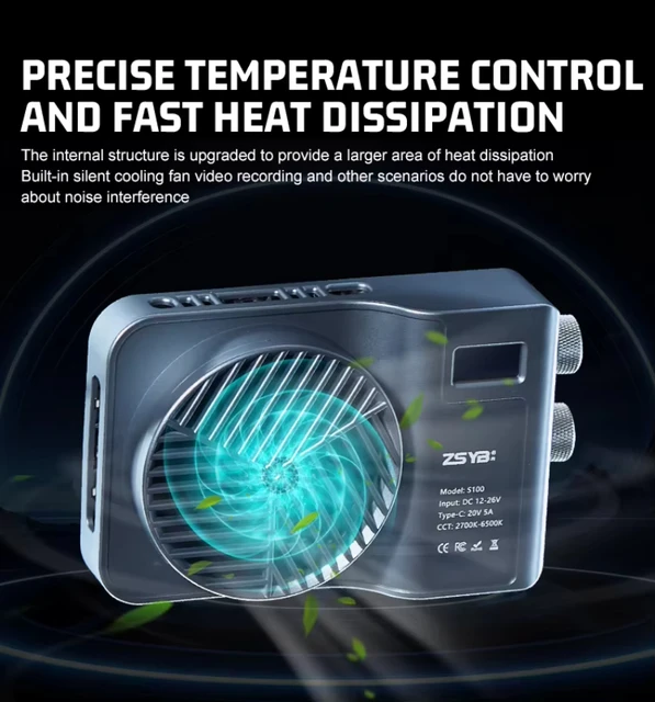 S100 100W Photographic Camera Light Dual Color COB Fill Lights For Outdoor Mini Size CRI96 Dimmable Portable Handheld Fill Light 3