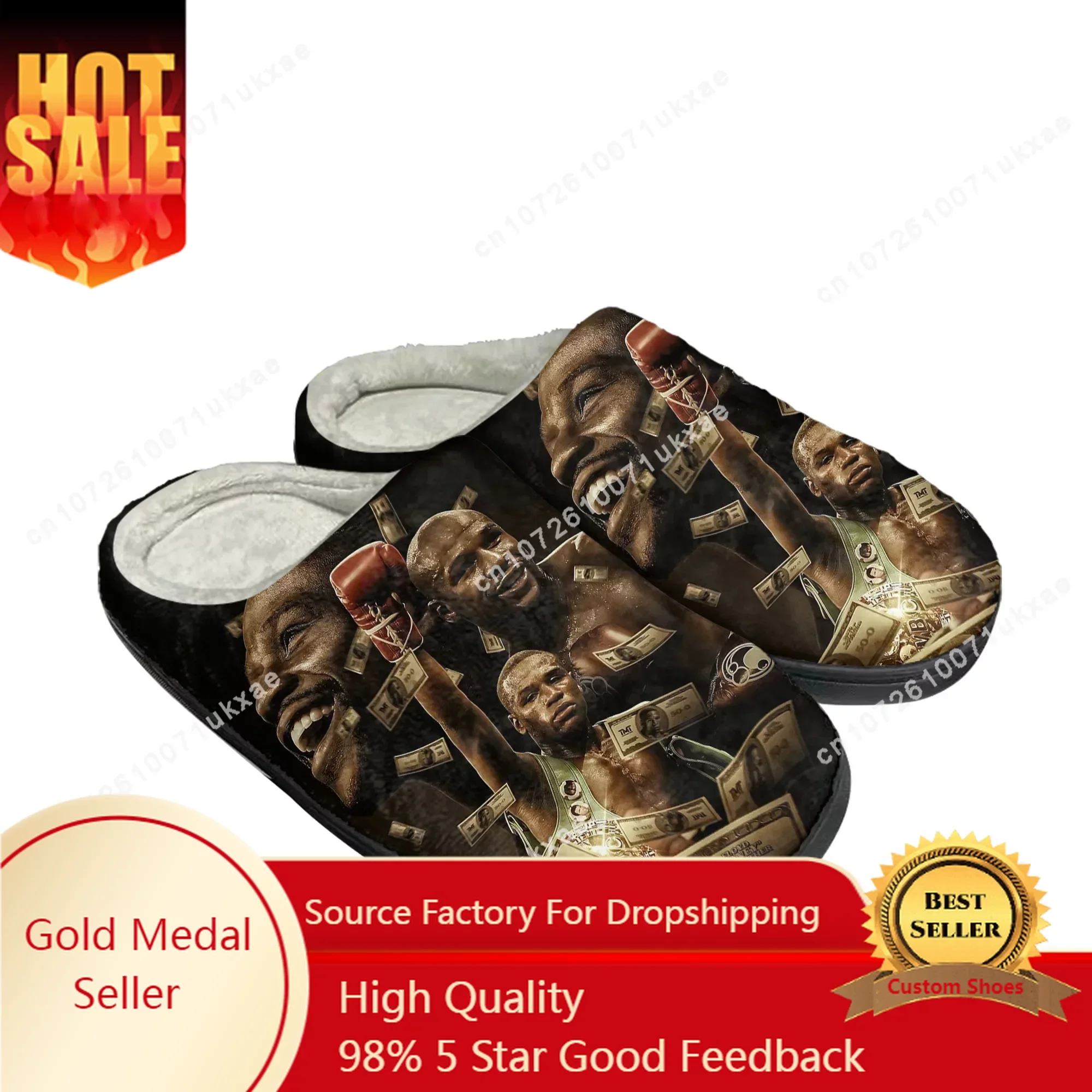 

F-Floyd M-Mayweather U-Undefeated B-Boxing Home Cotton Slippers Mens Womens Plush Bedroom Casual Keep Warm Shoes Customized Shoe