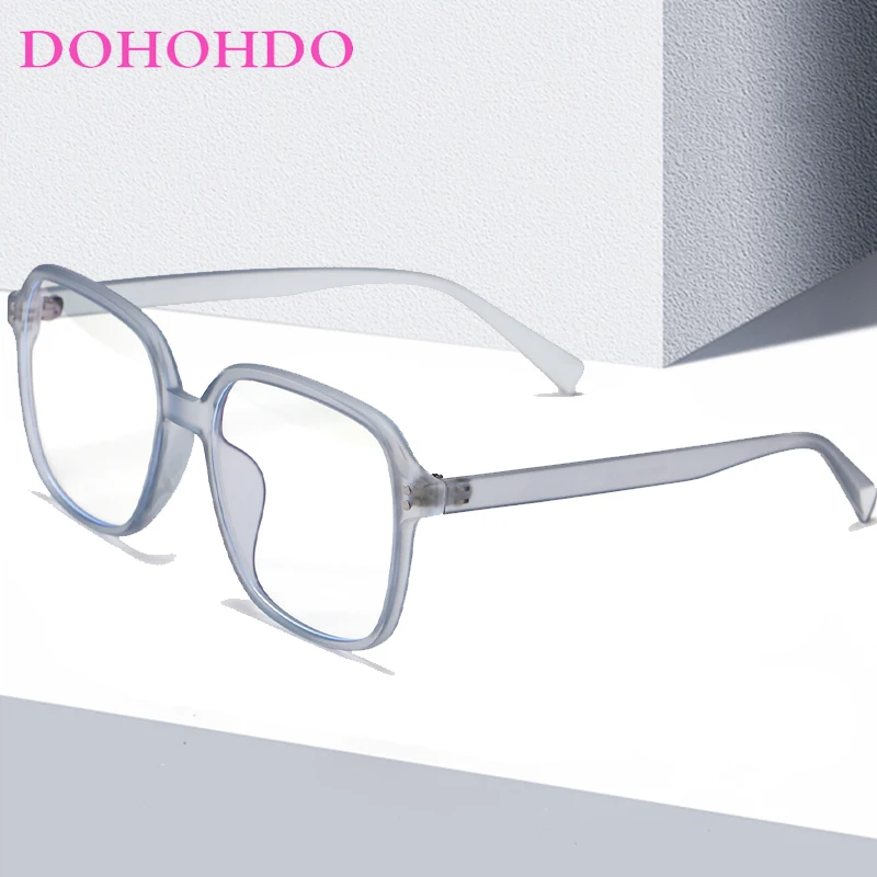 

DOHOHDO Fashion Square Big Women Eyeglasses Frame Ultralight TR90 Men Blue Light Glasses Transparent Frames Flat Mirror Glasses