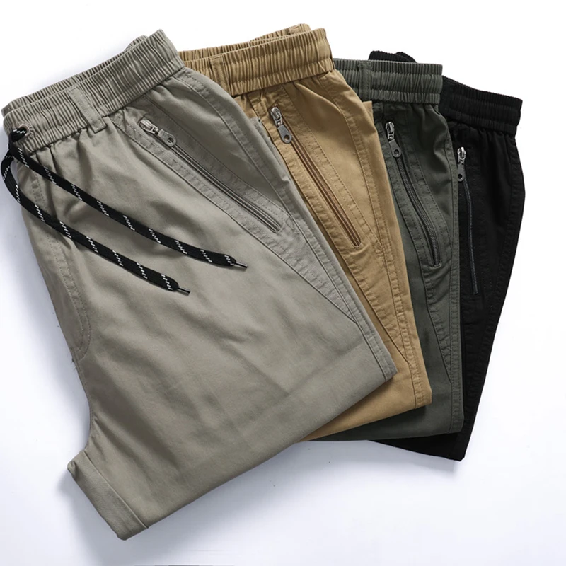 IPPOLICH Men's Pants Men's Oversized Casual Pants Mid Aged Working Trousers Drawstring Cotton Baggy Pants Men's Casual Pants 4