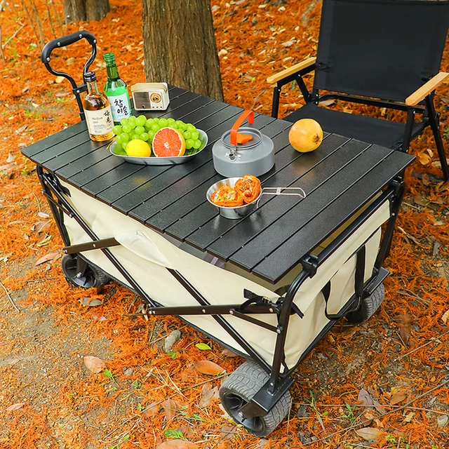 Kültéri Hordozható Összecsukható Kézi Kocsi Tengerpart Nagy Kapacitású Multifunkcionális Állítható Fogantyú Piknik 웨건 - Image 2