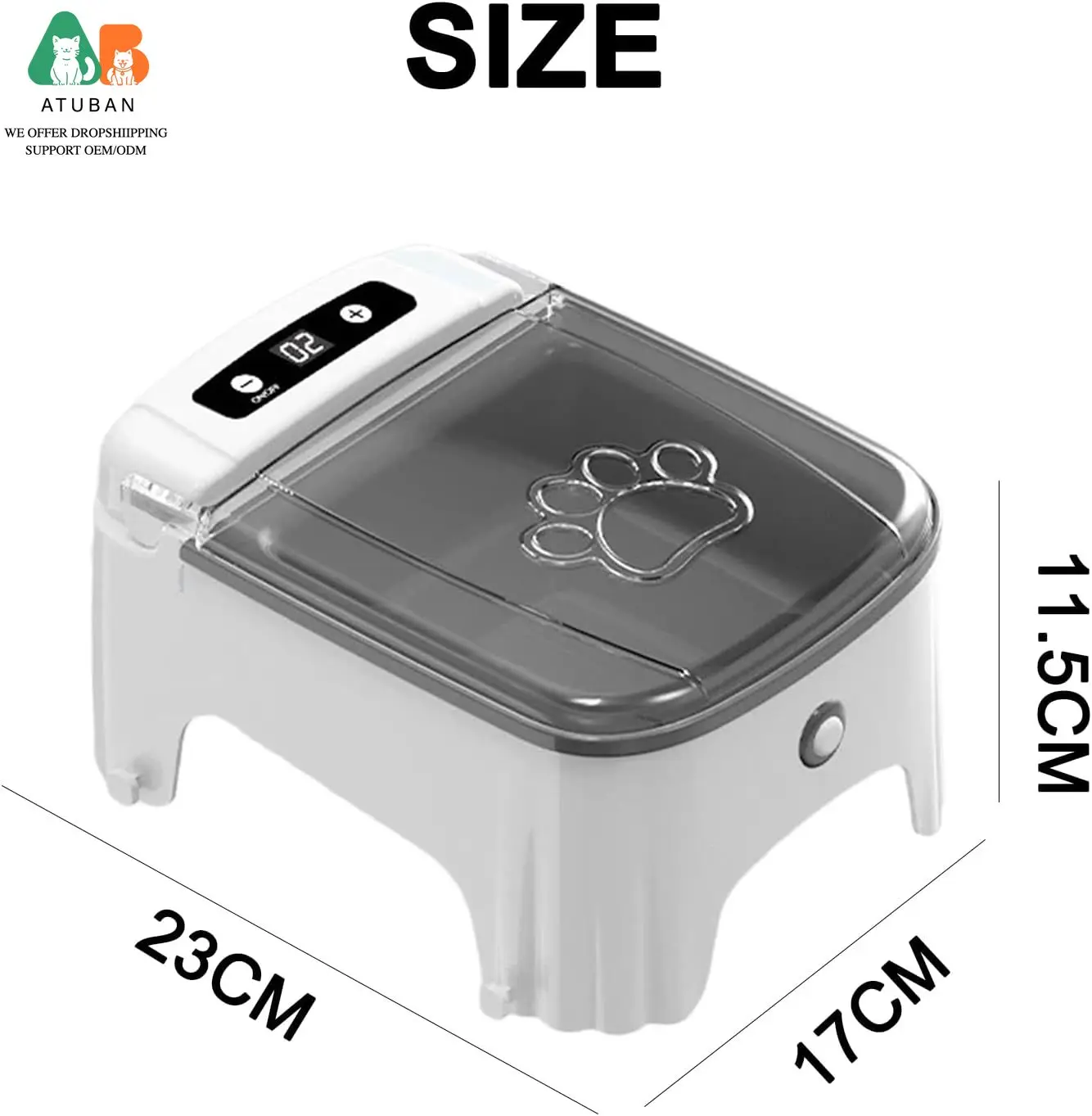 ATUBAN Automatischer Futterspender für Katzen – Futterspender für Haustiere, Futterspender für Haustiere mit zeitgesteuertem Schalter, automatischer Futterspender für Hunde mit Infrarot-Induktion