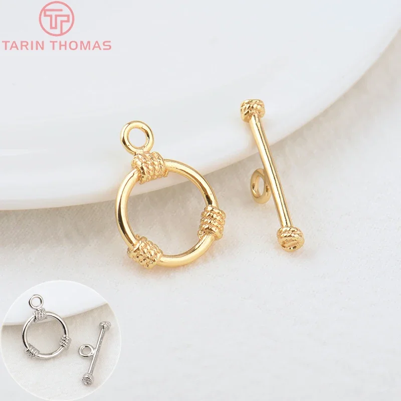 

(3256)6 Sets O:15MM T:22.5MM 24K Gold Color Plated Brass Round Bracelet O Toggle Clasps High Quality Diy Jewelry Accessories