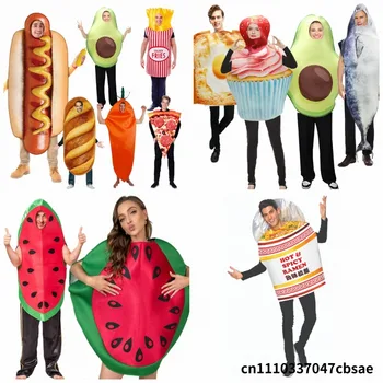 Costume da Coppia per Adulti Unisex per Halloween, Travestimento in Forma di Pizza, Baguette, Peperoncino, Cupcake, Tonno, Hot Dog, Croissant, Patata, Ciambella