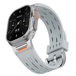Sport Silicone Watch Strap - Premium Adjustable Wristband for 42mm 44mm 45mm 49mm (Cloud and fog ash)
